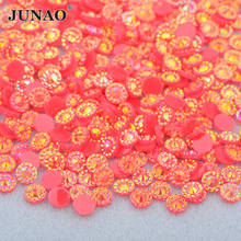 JUNAO 4 5 6 mm Red AB Flower Flatback Rhinestones Round Resin Strass Stones Glue On Crystals Stickers for Decoration 2024 - buy cheap