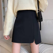 Ladies Short Skirt Early Spring New High Waist All-match Thin A-shaped Black Suit Skirt Irregular Split Skirt 2024 - buy cheap