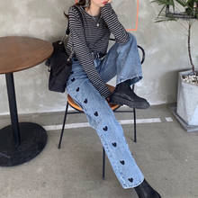 Pantalones vaqueros holgados de pierna ancha para mujer, pantalón informal con patrón bordado, de estilo urbano, largo completo, color negro 2024 - compra barato
