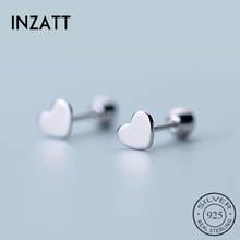 INZATT Real 925 Sterling Silver Minimalist Heart Stud Earrings For Fashion Women Party Fine Jewelry Bead Cute Accessories 2024 - buy cheap