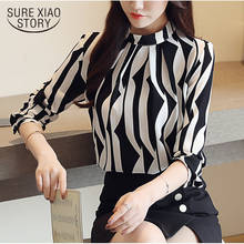 New Arrived Fashion Women Blouse Long Sleeved Printed Women Top Stand Collar Blouses Slim Fit Office Lady Clothing Blusa 0941 40 2024 - buy cheap