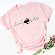 Funny Pink Tshirts Women Rabbit ECG Heartbeat Animal Print T Shirt Femme Summer Fashion Female T-Shirt Streetwear Dropshipping 2024 - buy cheap