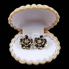 Caja de anillo de compromiso de terciopelo con forma de concha para pendientes, collar, pulsera, exhibición de joyería, caja de regalo, 1 unidad 2024 - compra barato