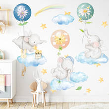 Adesivos de parede de elefante voador com desenho, decoração de quarto infantil, meninos, meninas, bebê, decoração de casa, decalques autoadesivos 2024 - compre barato