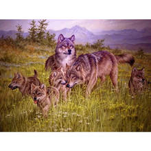 Pintura diamante 5D Diy de Mazayka Wolf, cuadro de animales de la familia, cuentas cuadradas completas, mosaico bordado, Kits de diamantes de imitación 2024 - compra barato