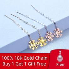 ZHIXI Authentic 18K AU750 Gold Drop Earrings Simple Snowflake Fashion Design Wedding Gift For Women Fine Jewelry 2020 E526 2024 - buy cheap