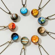 Sun Pattern Double Sided Glow In The Dark Pendant Necklace Galaxy Planet Glass Ball Cabochon Astronomy Luminous Necklace Jewelry 2024 - buy cheap