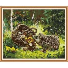 Joy Sunday Cross Stitch Kits Little Hedgehog Stamped 14CT 11CT Counted Printed Fabric Handmade Embroidery Thread Needlework Sets 2024 - buy cheap