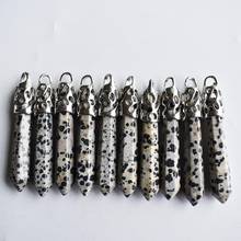 Wholesale 10pcs/lot Fashion good quality natural Mottled stone Hexagonal pillar charms pendants 12x50mm for jewelry making 2024 - buy cheap