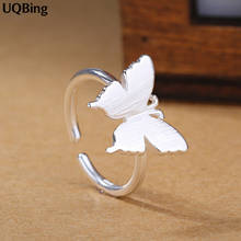 Matte Butterfly 925 Sterling Silver Rings Adjustable Open Ring For Girl Women Gift Jewelry Drop Shipping 2024 - buy cheap