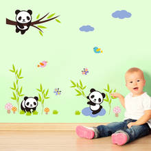 Милая панда бамбуковая гитара, измерительная высота, настенные наклейки для детской комнаты, таблица роста животных, настенные наклейки, переключатель, роспись, искусство 2024 - купить недорого