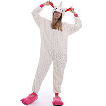 Pijama adulto para mulheres, animais, coelho, unicórnio kigurumi, pijama engraçado, macio, flanela, macia, onepeça única 2024 - compre barato