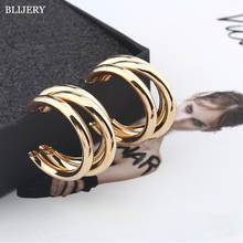 BLIJERY Trendy Fashion Metal Hoop Earrings for Women Elegant Vintage Gold Color Statement Earrings Jewelry Accessories Brincos 2024 - buy cheap