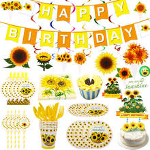 Sunflowers tema festa decoração sunshine utensílios de mesa placa de papel toalha de mesa palha chuveiro do bebê crianças festa de aniversário suprimentos 2024 - compre barato