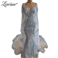 Robe De Soiree Arabic Blue Lace Formal Dresses Mermaid Capped Long Sleeves Dubai Middle East Evening Dress Vestidos 2020 Aibye 2024 - buy cheap