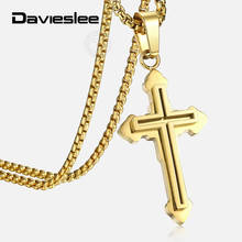 Двухслойные подвески крест ожерелья для женщин золото серебро Цвет Нержавеющая сталь крест ожерелье Религиозные ювелирные изделия LKPM145 2024 - купить недорого