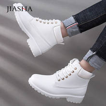 Women winter boots 2022 fashion leather lace-up winter shoes women boots warm fur plush flat heel ankle snow boots women shoes 2024 - buy cheap