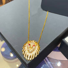Brand 1:1Yellow Gold Color Necklace Lion Pendant Adjustable Necklace Micro Cubic Zirconia Red Eyes Women Brand Fashion Jewelry 2024 - buy cheap