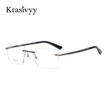 Krasivyy 2022 New Pure Titanium Rimless Glasses Frame Men Top Quality Myopia Optical Prescription Eyeglasses Male Square Eyewear 2024 - buy cheap