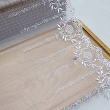 Tecido branco bordado de renda 1 m, 27 cm de largura, face única, costura floral para lingerie, roupa íntima, sutiã, vestido de casamento, decoração 2024 - compre barato
