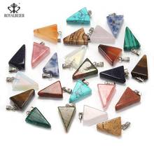 10pcs Natural Stone Material Triangle Charm for Woman Pendant Necklace Chakra Power Stone Reiki Pendant Handmade Jewelry 2024 - buy cheap