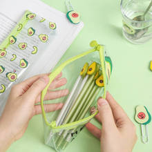 Estojo de lápis transparente com abacate, estojo para lápis e canetas, material de escritório coreano 2024 - compre barato