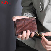 2020 New Mini Wallets Leather Men's Coin Purse Vintage Fold Men's Short Wallet Zipper Card Holder Small Wallet Coin Bag Original 2024 - buy cheap