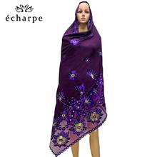 2020 Новые африканские женские шарфы мусульманская вышивка мягкий шифон большой шарф для Шали Обертывания пашмины из камня для шарфов EC046 2024 - купить недорого