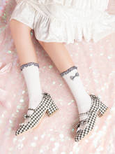 Princesa dulce lolita calcetines japoneses clásicos lazo de cuadros encaje algodón calcetines chica Lolita Universidad viento lindo calcetines mujeres WGR155 2024 - compra barato