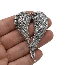 JAKONGO-amuleto de alas de corazón Chapado en plata antigua, colgantes para pulsera, accesorios de joyería, bricolaje, 47x69mm, 2 uds. 2024 - compra barato