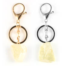 Natural Cute Citrines Key Rings Irregular Gem Stone Yellow Crystal Quartz Key Chain Alloy Lobster Clasp Keyring Unisex Jewelry 2024 - buy cheap