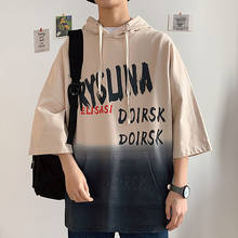 Летняя футболка с короткими рукавами Harajuku, корейская мода, уличная одежда с капюшоном, хип-хоп, в стиле рок-панк, мужское платье, футболка 2024 - купить недорого