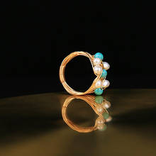 Anéis de pérolas naturais artesanais de água doce, para mulheres, cor dourada, fio de cobre, anel enrolado para festa, joia de personalidade, moda nova 2024 - compre barato