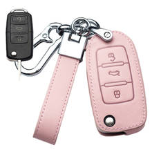 Funda de cuero rosa para llave de coche, cubierta para VW Volkswagen Tiguan MK1 MK2 Magotan Passat B5 B8 Polo Golf 4 5 6 7 Mk7 Jetta POLO 2024 - compra barato