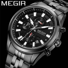 Часы MEGIR мужские водонепроницаемые, армейские брендовые Роскошные спортивные в стиле милитари, с хронографом, серебристые, стальные, 2154 2024 - купить недорого