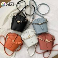 Women PU Leather Pure Color Chain Shoulder Crossbody Messenger Bucket Bag Ladies Vintage Small Zipper Handbag 2024 - buy cheap