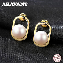 925 Sterling Silver Square Stud Earrings For Women Fashion Wedding White Black Pearl Earring Jewelry 2024 - buy cheap