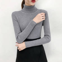 2019 Autumn Winter Thin Turn-down Collar High Elasticity Casual Pullovers Female Thin Turtleneck Knitted Women Sweater 2024 - buy cheap
