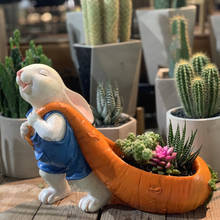 Rabbit Carrot Flower Pot Decor Resin Animal Sculpture Flower Garden Balcony Landscaping Decor Succulent Green Plants Potted 2024 - buy cheap