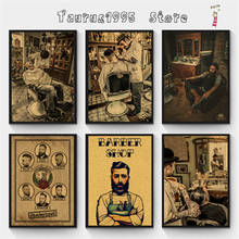 New Exquisite Hairdressing Tattoos Patterned Retro Kraft Paper Posters Wall Sticker Modern Art Print Barber shop Decoration 2024 - buy cheap