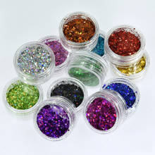 12jars/set Laser Mixed Nail Glitter Powder Sequins Holographic Colorful Nail Flakes 3D DIY Charm Dust For Nail Art Decorations 2024 - buy cheap