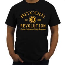 Мужская черная футболка REVOLUTION SHIRT-Биткоин криптовалюты-футболка криптовалюты бренд Shubuzhi хлопковая Футболка Прямая поставка 2024 - купить недорого