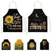 1Pcs Sunflower Pattern Cleaning  Art  Green Aprons Home Cooking Kitchen Apron Cook Wear Cotton Linen Adult Bibs 53*65cm WQ0176 2024 - купить недорого