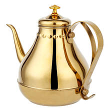 1.8L/1.2L Нержавеющая сталь Чай горшок золотого, серебряного цвета горшок с фильтром дворец Чай чайник длинный рот чайник для воды 2024 - купить недорого