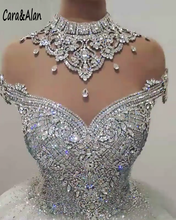 Королевское свадебное платье принцессы для невесты 2021 роскошное женское платье с высокой горловиной и бисером 2024 - купить недорого
