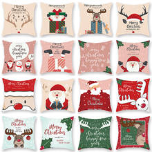 Christmas Pillow Cover Cartoon Santa&Elk Cushion Covers Pillows Case Throw Pillows Cover Map Velvet Pillow Case for Sofa 2024 - buy cheap