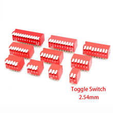 Módulo de interruptor de tipo deslizante de 10 piezas, 1, 2, 3, 4, 5, 6, 7, 8, 9, 10, 12 bits, 2,54mm de posición, interruptor de palanca de paso rojo 2024 - compra barato