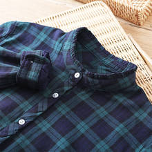 Lamtrip Retro Dark Green Plaid Baby Cotton Long Sleeve Ruffled Collar Shirt Blouse 2021 Spring 2024 - buy cheap