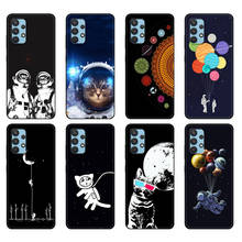 Capa tpu preta para samsung galaxy, capa para samsung galaxy a32 a42 a52 a72 4g 5g s21 plus ultra, capa traseira do espaço amor lua astronauta gato 2024 - compre barato