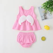 Fashion Summer Toddler Girl Clothes Set 2 Piece Solid Lovely Wings Behind Sleeveless Tops+short Pants Party Princess Dress 1-6Y 2024 - buy cheap